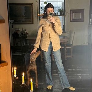 Tularosa Cozy Tan Cardigan Sweater wool mohair alpaca